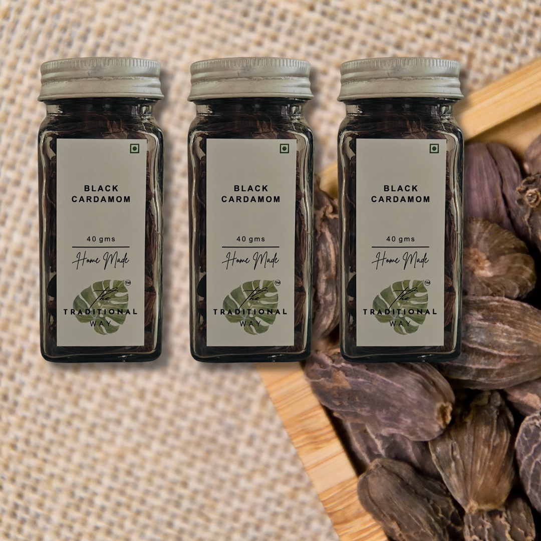100% Natural Black Cardamom (Badi Elaichi) Pack of 3