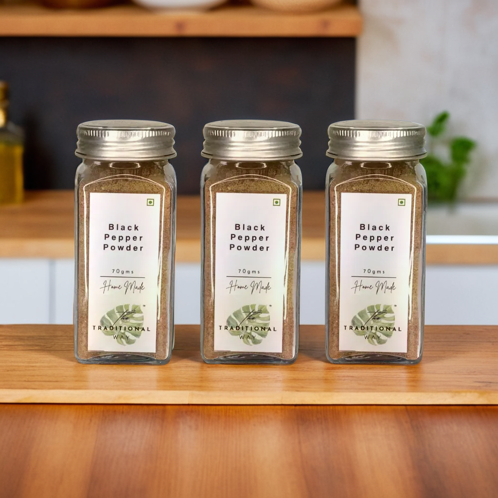 100% Natural Black Pepper Powder Pack of 3