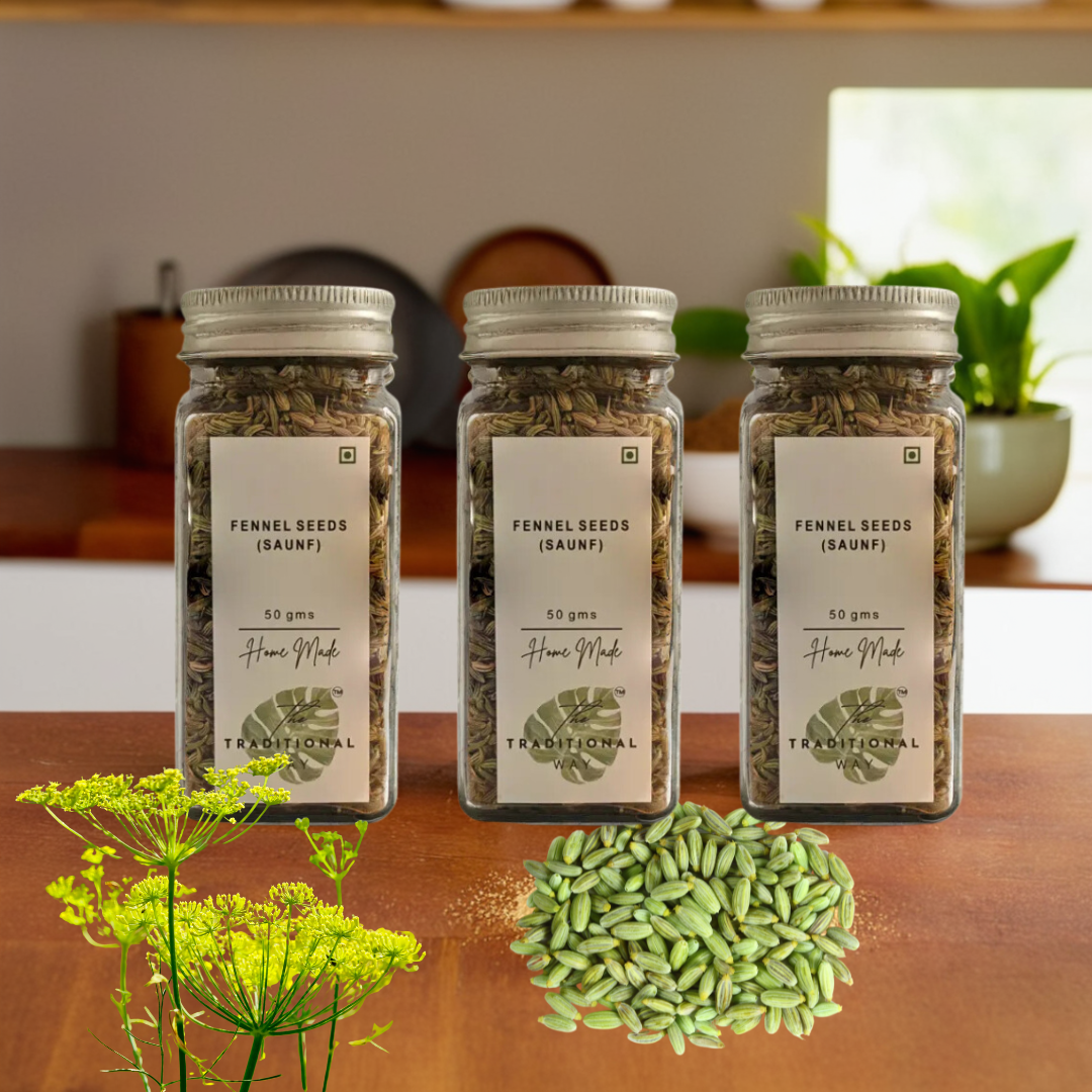 100% Natural Fennel Seeds (Saunf) Pack of 3